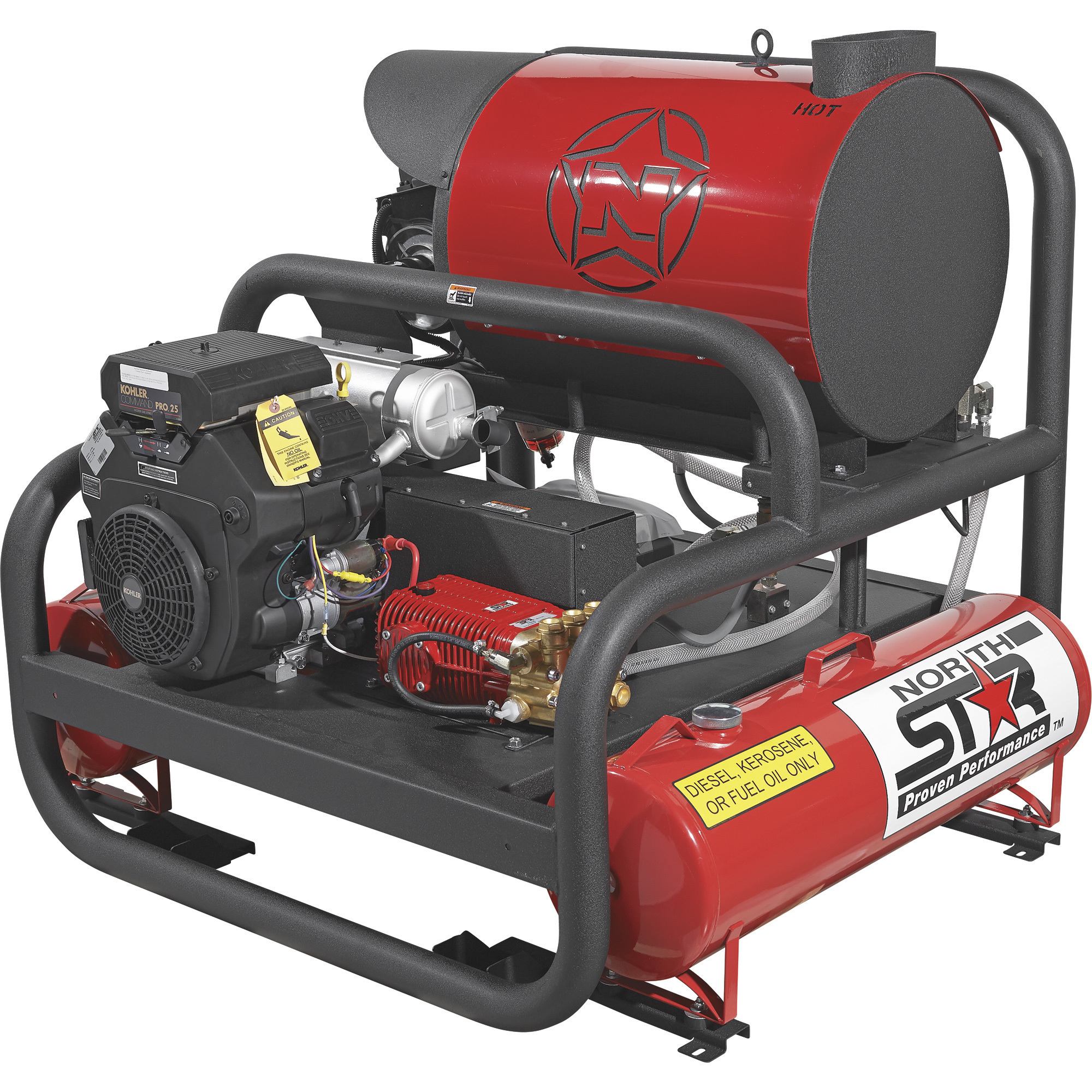 NorthStar Hot Water Commercial Pressure Washer Skid with 2 Wands, 4000 PSI, 7 GPM, Kohler Engine